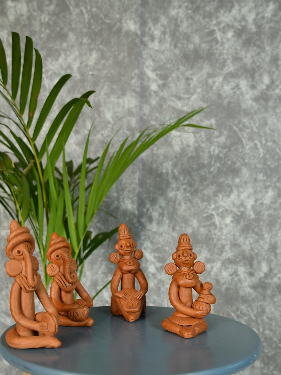 Sowpeace Terracotta Tribal Figurine Set: Artisan Tabletop Decor - Sowpeace - Sowpeace Terracotta Tribal Figurine Set: Artisan Tabletop Decor - Terr - Terr - TT - TFS4 - Sowpeace