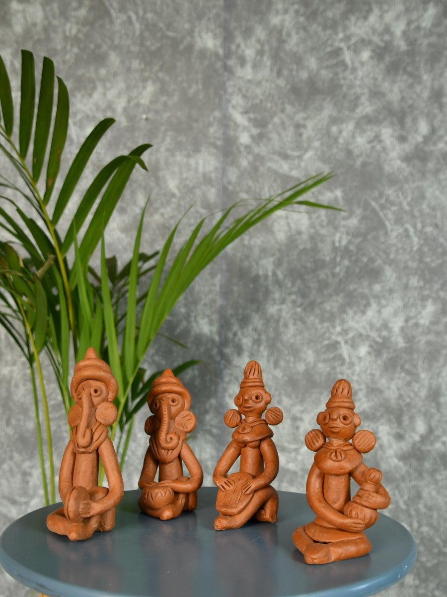 Sowpeace Terracotta Tribal Figurine Set: Artisan Tabletop Decor - Sowpeace - Sowpeace Terracotta Tribal Figurine Set: Artisan Tabletop Decor - Terr - Terr - TT - TFS4 - Sowpeace