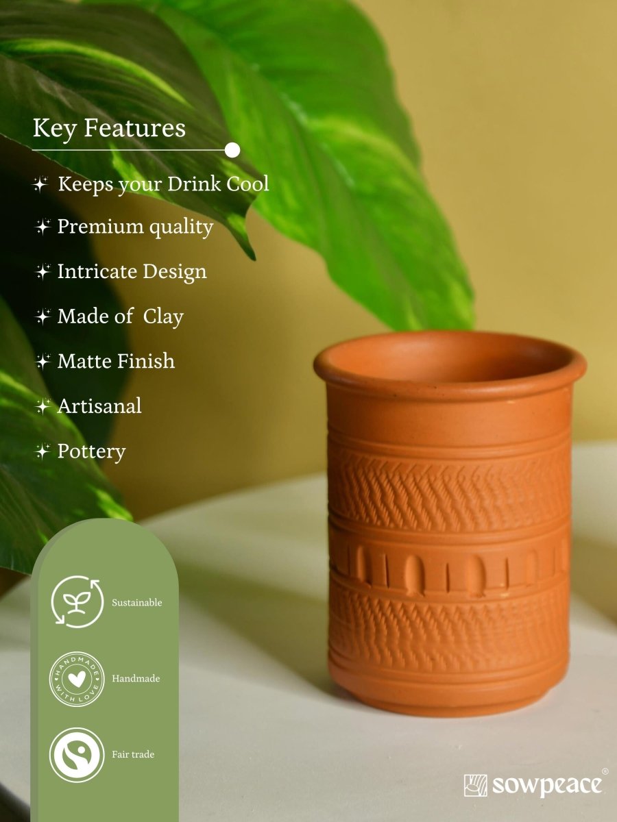 Sowpeace Terracotta Water Glass: Artful, Functional Home & Kitchenware