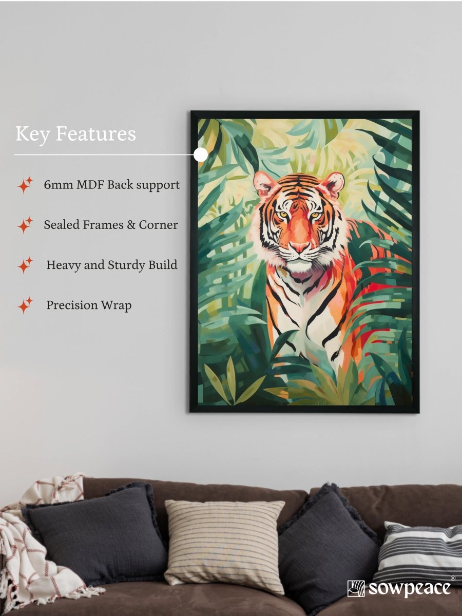 Sowpeace Tiger Canvas Wall Art: Premium Home Decor Print with Frame