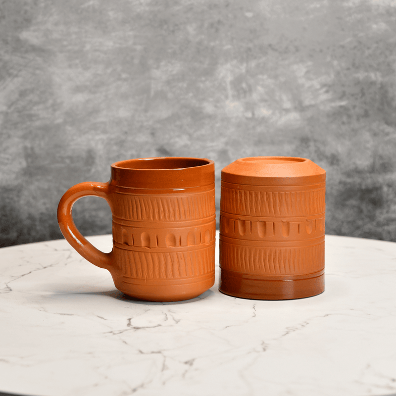 Sowpeace Traditional Terracotta Coffee Mugs (Set of 2) | Handcrafted Brown Tea & Coffee Cups for Gifting & Daily Use – view 3