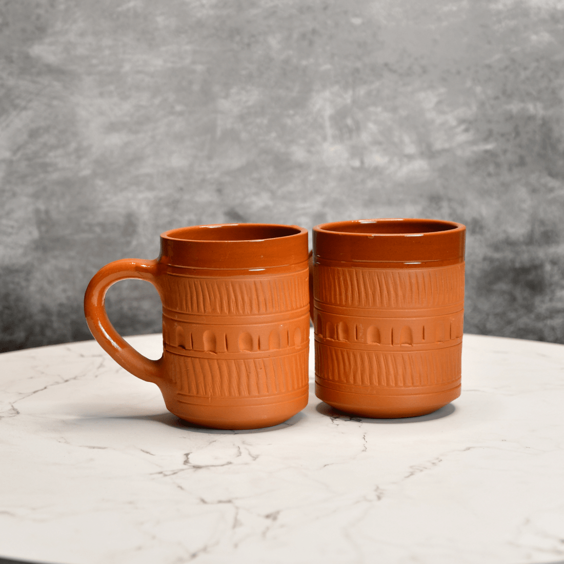 Sowpeace Traditional Terracotta Coffee Mugs (Set of 2) | Handcrafted Brown Tea & Coffee Cups for Gifting & Daily Use - Sowpeace - 