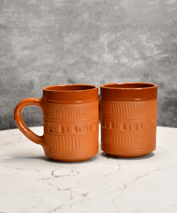 Sowpeace Traditional Terracotta Coffee Mugs (Set of 2) | Handcrafted Brown Tea & Coffee Cups for Gifting & Daily Use — main view