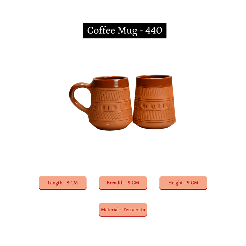 Sowpeace Traditional Terracotta Coffee Mugs (Set of 2) | Handcrafted Rustic Brown Tea & Coffee Cups for Gifting & Daily Use – view 7