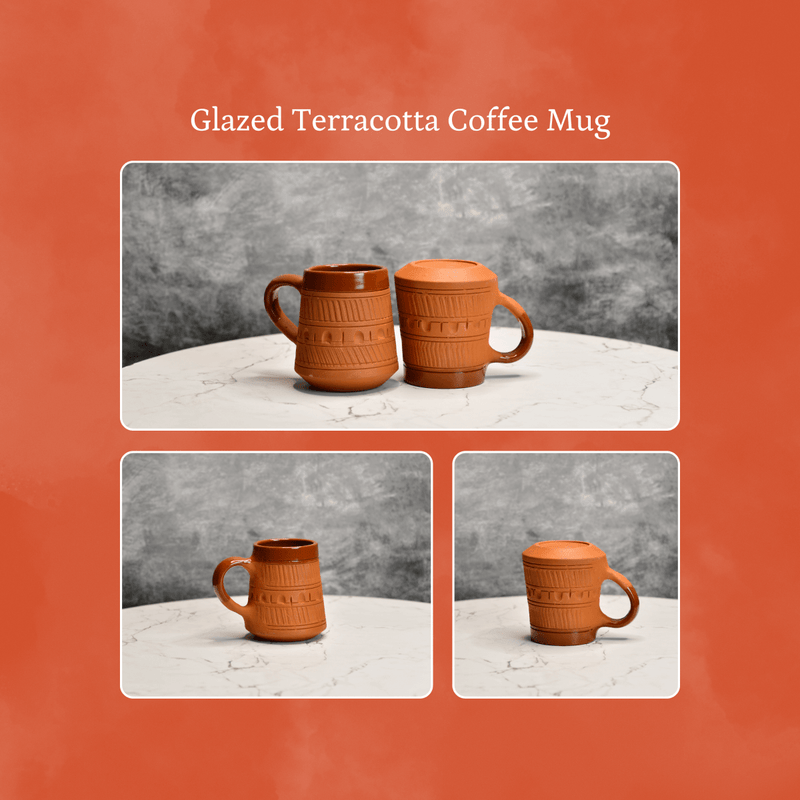 Sowpeace Traditional Terracotta Coffee Mugs (Set of 2) | Handcrafted Rustic Brown Tea & Coffee Cups for Gifting & Daily Use – view 6