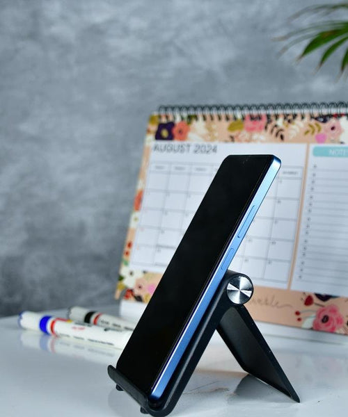 Sowpeace Trendy Adjustable Silver Tablet Stand with Black Hinges