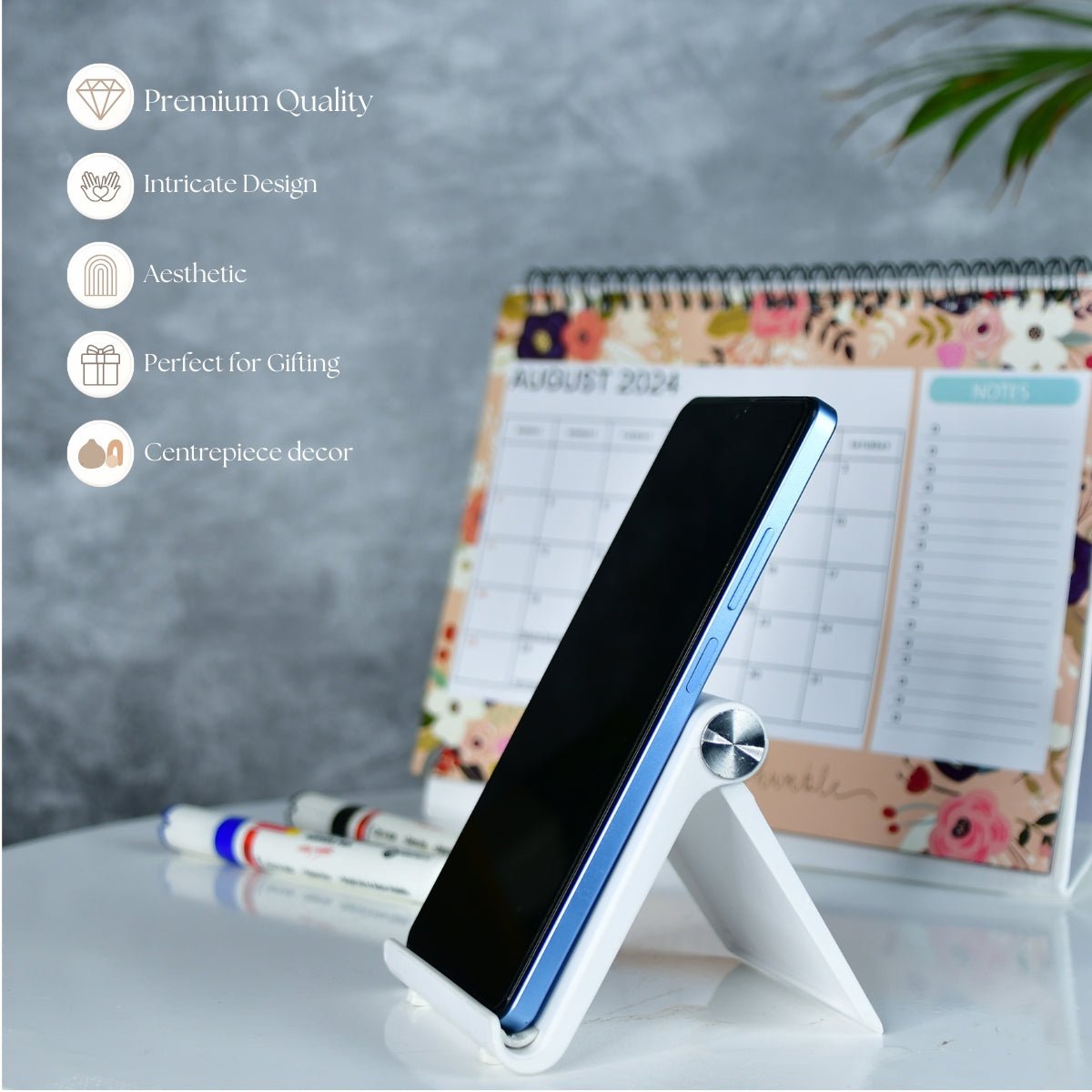 Sowpeace Trendy Adjustable Silver Tablet Stand with White Hinges