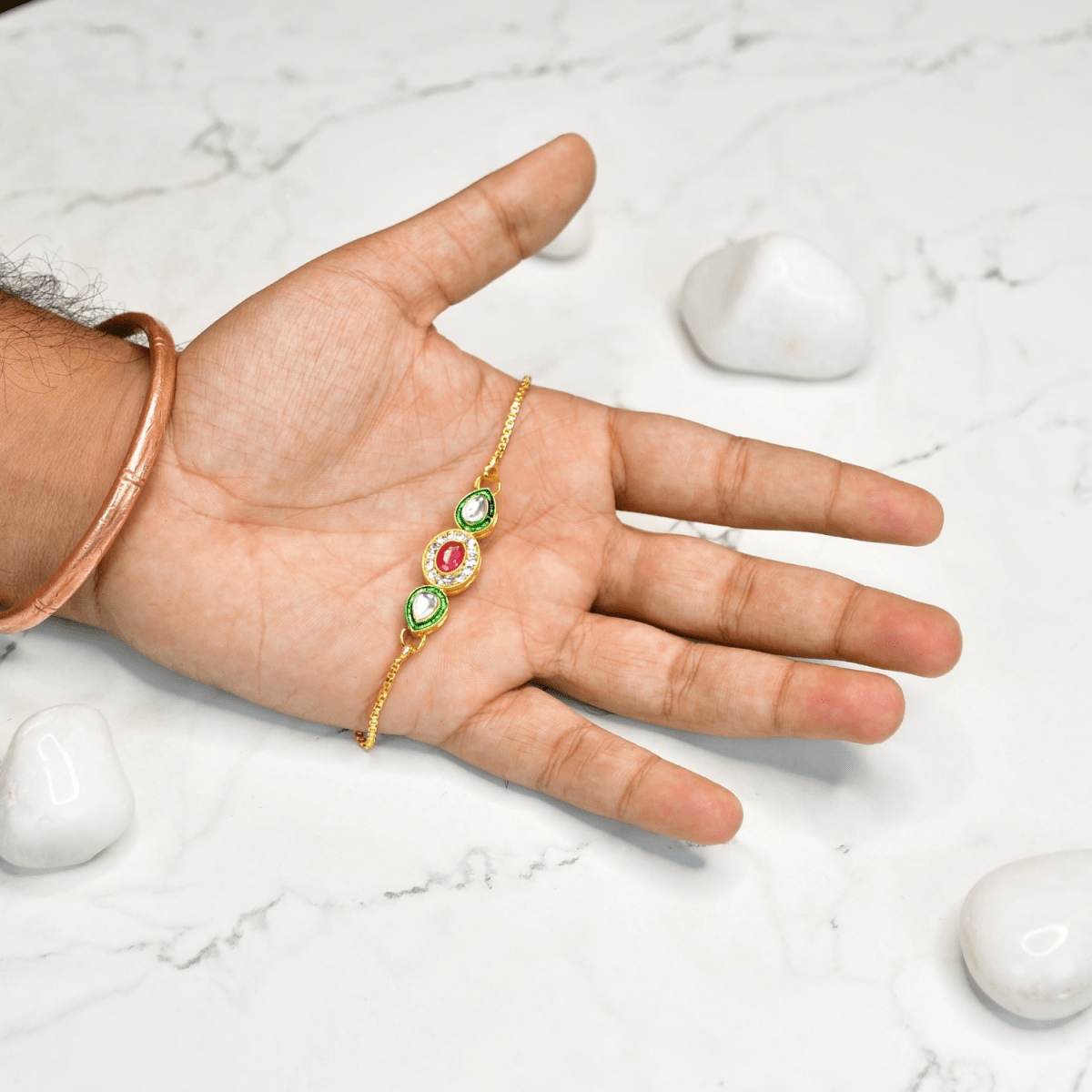 Sowpeace Triple Stone Accent Bracelet | Elegant Stainless Steel One‑Size Adjustable Jewelry for Women & Men - Sowpeace - 