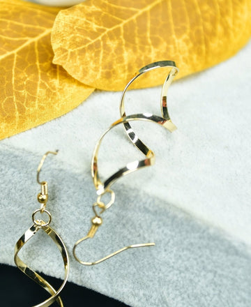 Sowpeace Twisted Gold Stainless Steel Earring Threads | Elegant One‑Size Lightweight Jewelry for Women & Daily Wear — alternate view