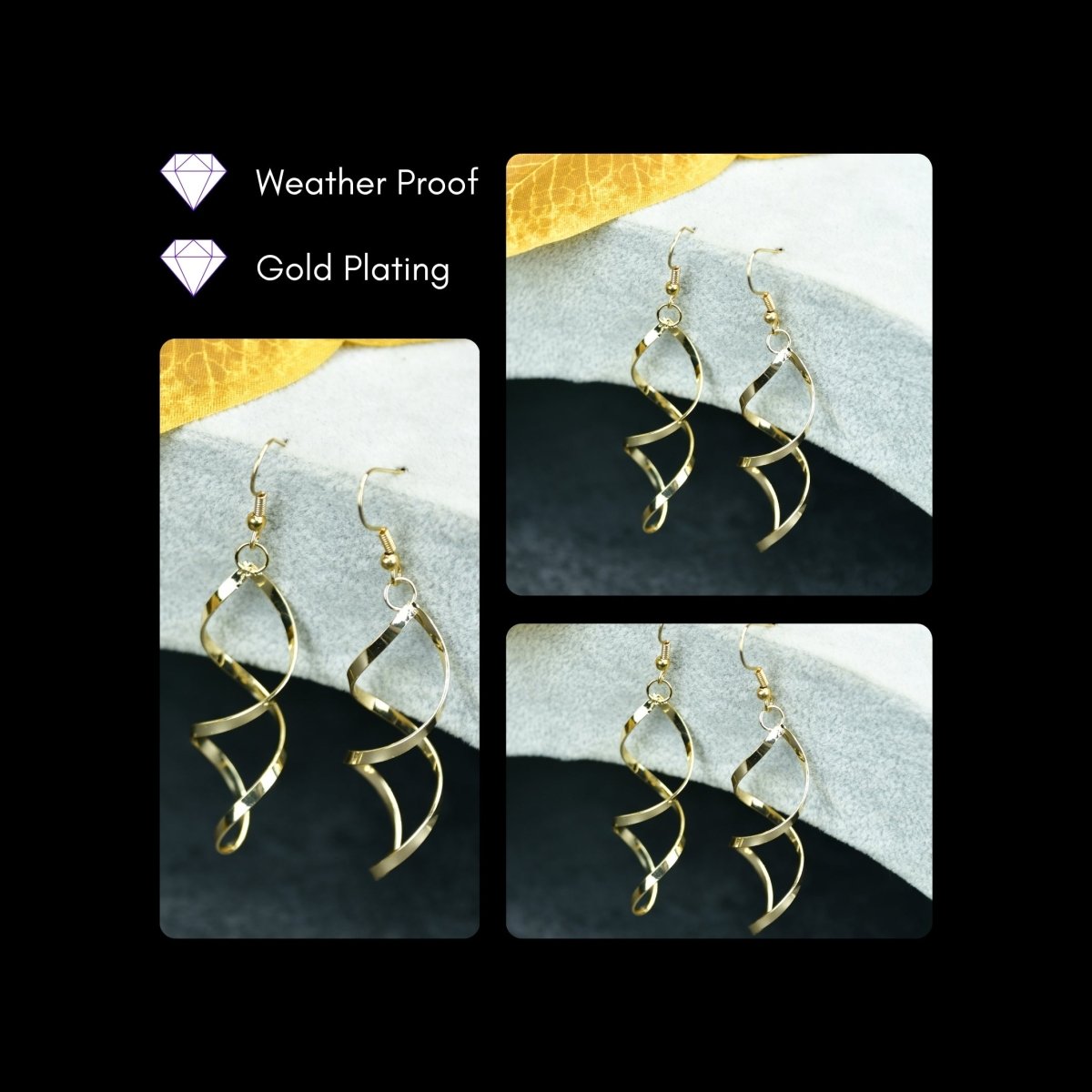 Sowpeace Twisted Gold Stainless Steel Earring Threads | Elegant One‑Size Lightweight Jewelry for Women & Daily Wear