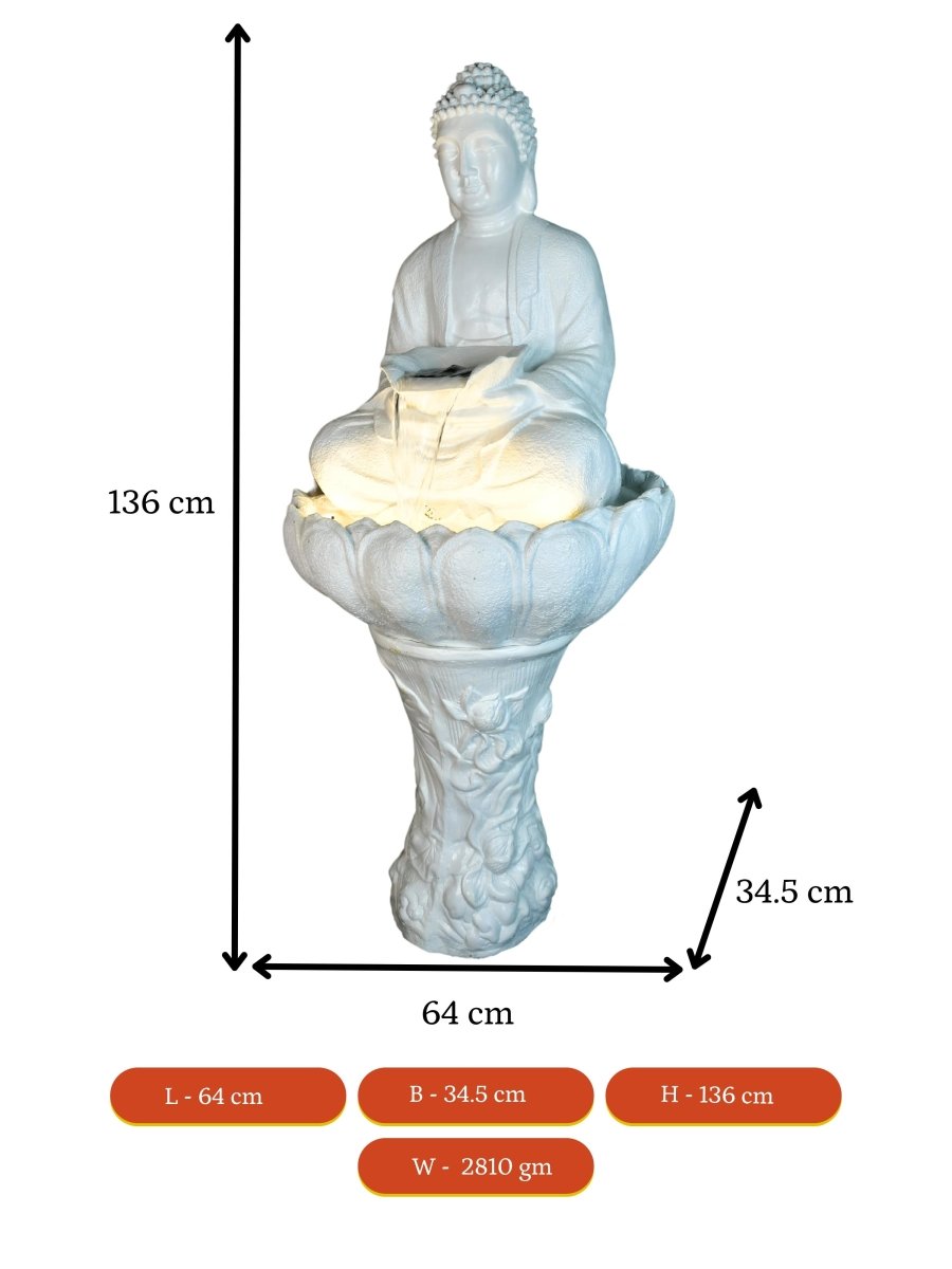 Sowpeace White Buddha Water Fountain – Elegant Buddha Sitting Waterfall for Tranquil Home Decor & Gifts - Tabletop - Sowpeace - Sowpeace White Buddha Water Fountain – Elegant Buddha Sitting Waterfall for Tranquil Home Decor & Gifts - RES - BW - FT - Sowpeace