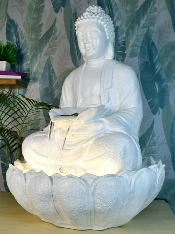 Sowpeace White Buddha Water Fountain – Elegant Buddha Sitting Waterfall for Tranquil Home Decor & Gifts - Tabletop - Sowpeace - Sowpeace White Buddha Water Fountain – Elegant Buddha Sitting Waterfall for Tranquil Home Decor & Gifts - RES - BW - FT - Sowpeace