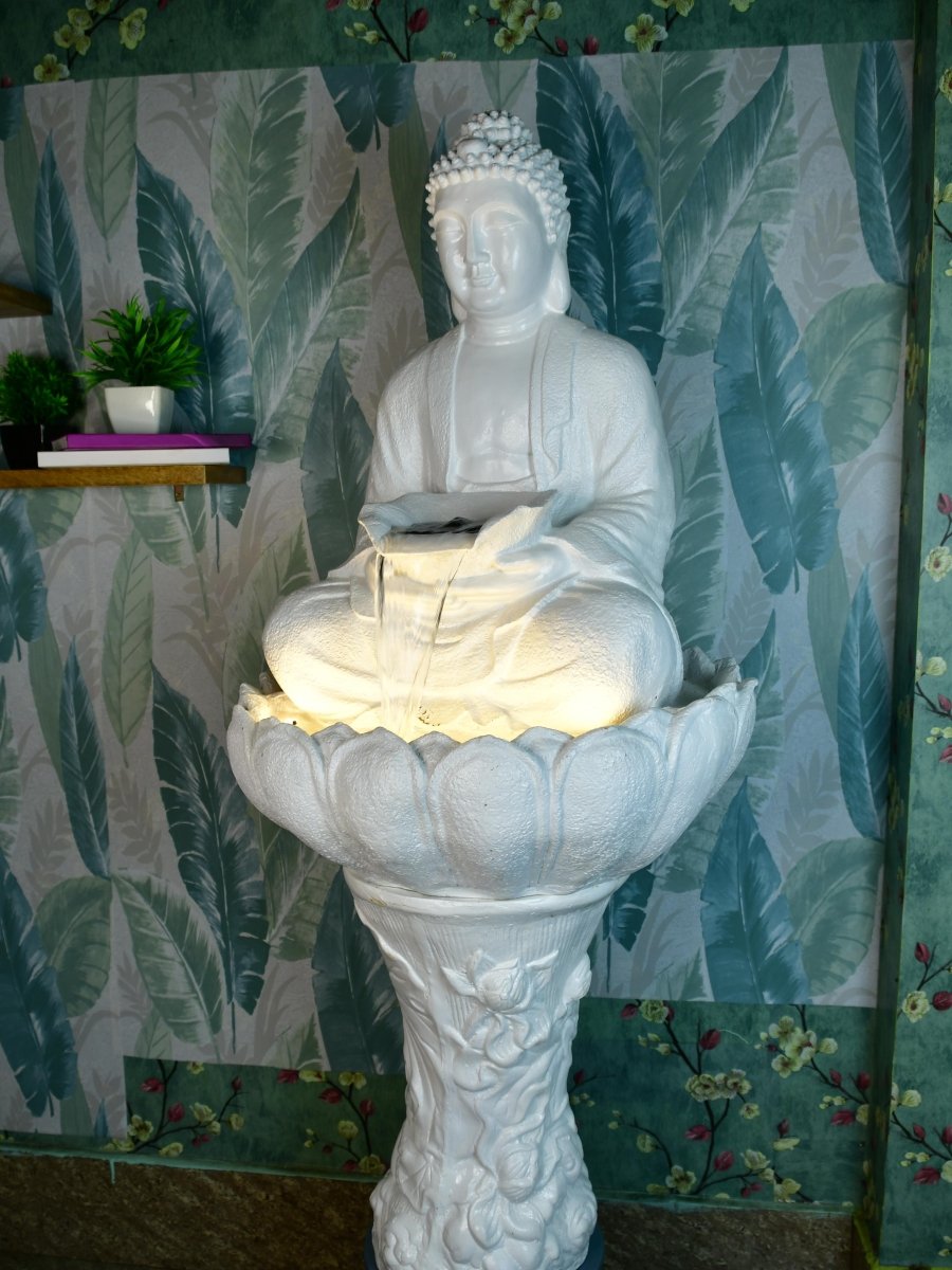 Sowpeace White Buddha Water Fountain – Elegant Buddha Sitting Waterfall for Tranquil Home Decor & Gifts - Tabletop - Sowpeace - Sowpeace White Buddha Water Fountain – Elegant Buddha Sitting Waterfall for Tranquil Home Decor & Gifts - RES - BW - FT - Sowpeace