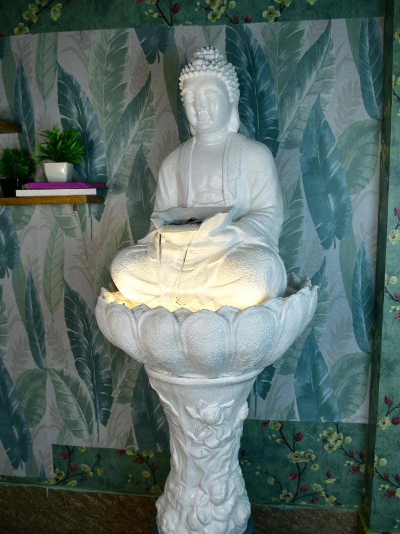 Sowpeace White Buddha Water Fountain – Elegant Buddha Sitting Waterfall for Tranquil Home Decor & Gifts – view 3