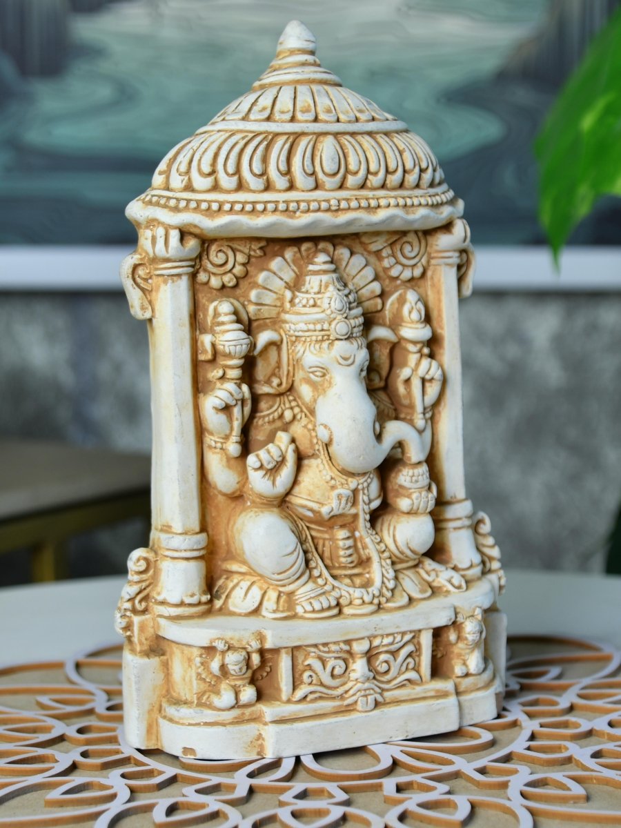 Sowpeace White Ganesh Terracotta Tabletop Art Decor