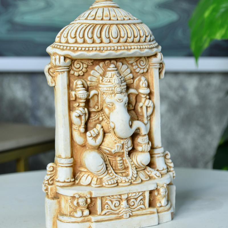 Sowpeace White Ganesh Terracotta Tabletop Art Decor