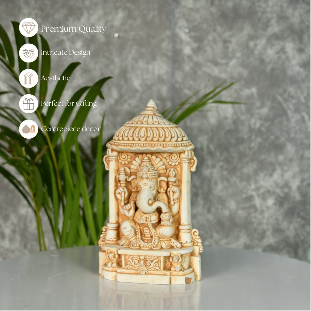 Sowpeace White Ganesh Terracotta Tabletop Art Decor