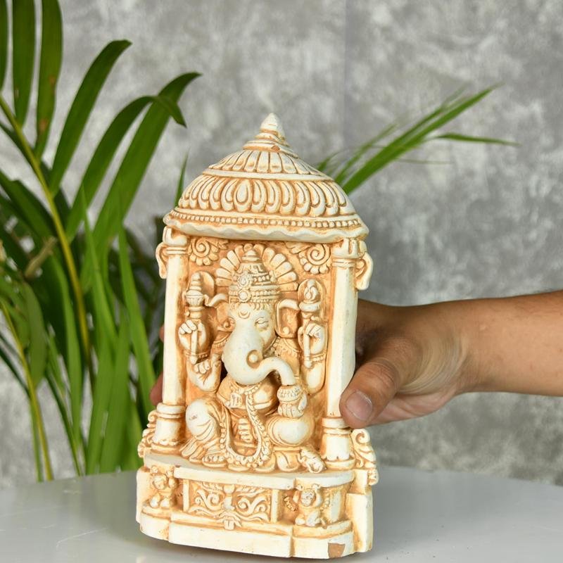 Sowpeace White Ganesh Terracotta Tabletop Art Decor