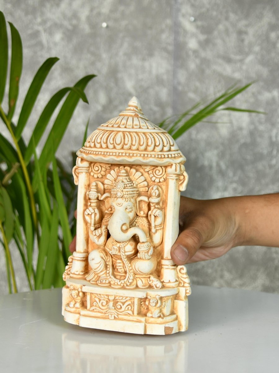 Sowpeace White Ganesh Terracotta Tabletop Art Decor - terracotta tabletop - Sowpeace - Sowpeace White Ganesh Terracotta Tabletop Art Decor - Terr - Terr - TT - WG - Sowpeace