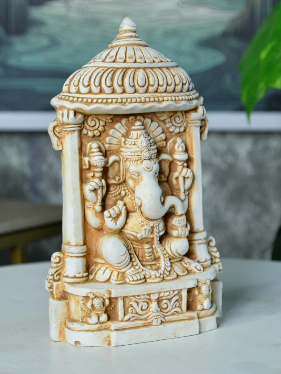 Sowpeace White Ganesh Terracotta Tabletop Art Decor