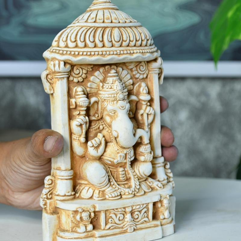 Sowpeace White Ganesh Terracotta Tabletop Art Decor