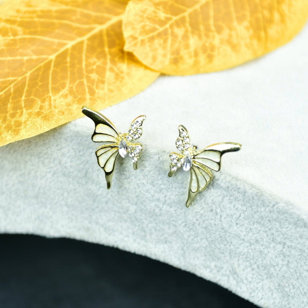 Sowpeace White Gold Stainless Steel Butterfly Earrings | Elegant One‑Size Lightweight Jewelry for Women & Daily Wear - Sowpeace