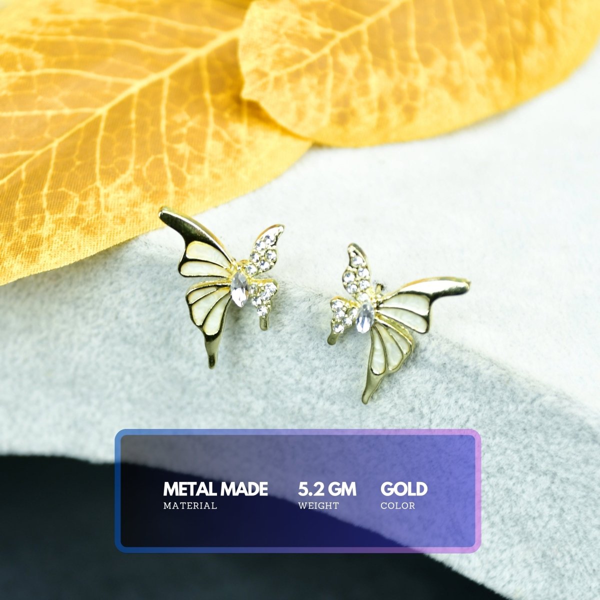 Sowpeace White Gold Stainless Steel Butterfly Earrings | Elegant One‑Size Lightweight Jewelry for Women & Daily Wear - Sowpeace - 