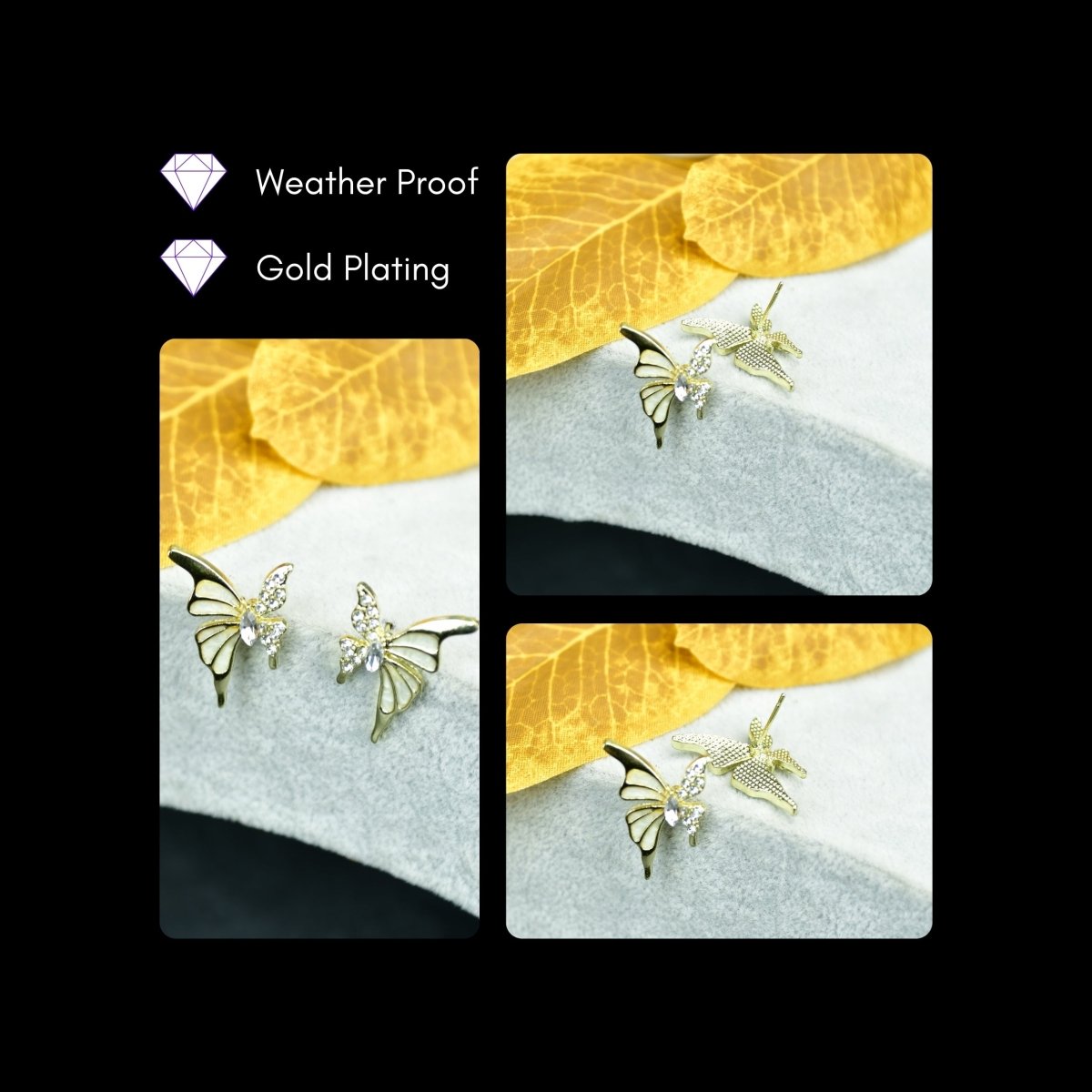 Sowpeace White Gold Stainless Steel Butterfly Earrings | Elegant One‑Size Lightweight Jewelry for Women & Daily Wear - Sowpeace - 