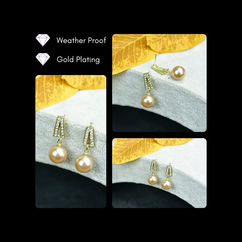 Sowpeace White Lining Gold Stainless Steel Earrings | Elegant One‑Size Lightweight Jewelry for Women & Daily Wear – view 4