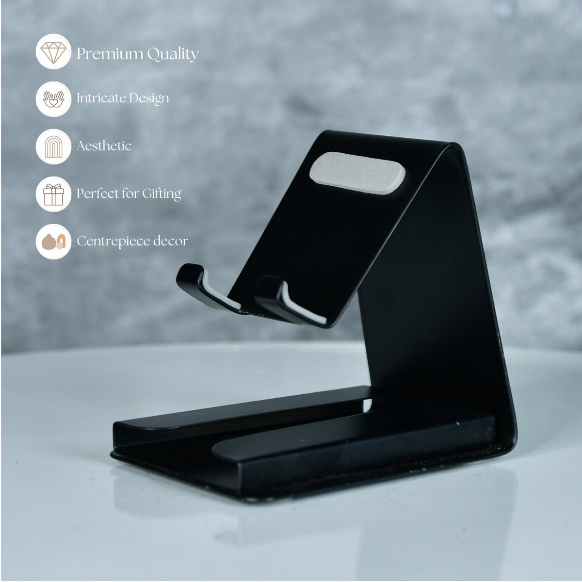 Sowpeace - White Padded Metal Phone Stand with Card Holder