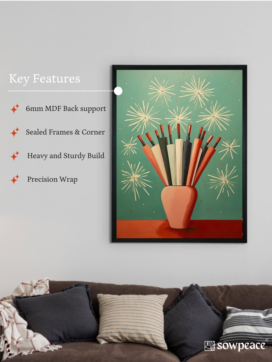 Sowpeace: Winter Festive Joy Abstracted Canvas – Premium Indian-Inspired Wall Art for Elegant Holiday Interiors