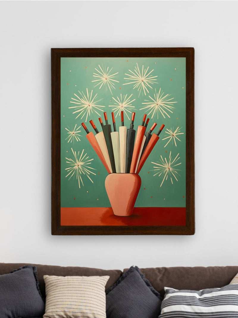 Sowpeace: Winter Festive Joy Abstracted Canvas – Premium Indian-Inspired Wall Art for Elegant Holiday Interiors – view 3
