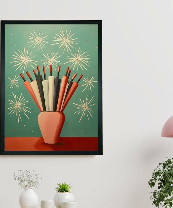 Sowpeace: Winter Festive Joy Abstracted Canvas – Premium Indian-Inspired Wall Art for Elegant Holiday Interiors — image 2