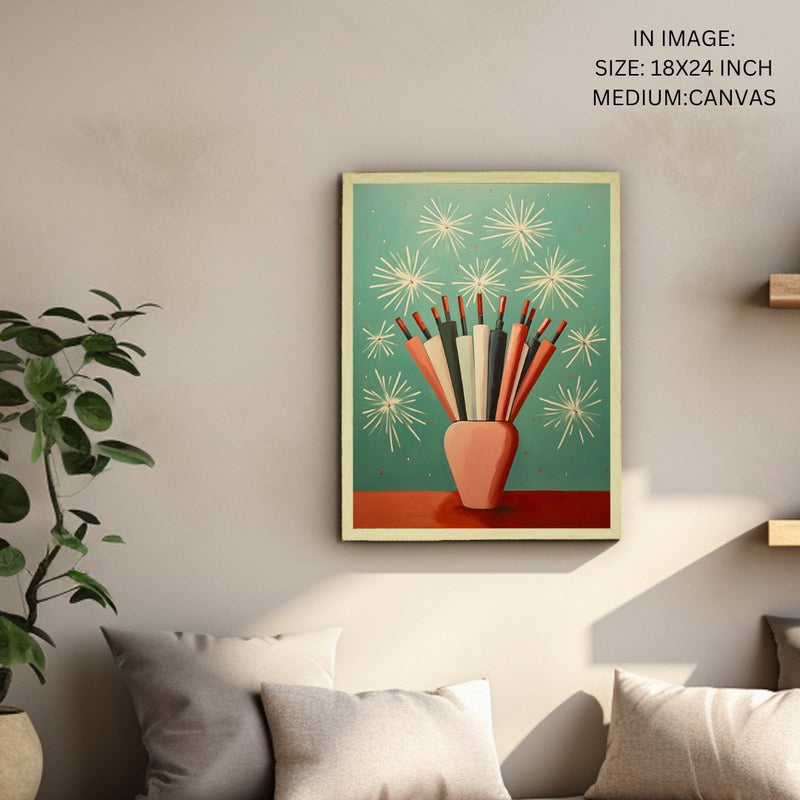 Sowpeace: Winter Festive Joy Abstracted Canvas – Premium Indian-Inspired Wall Art for Elegant Holiday Interiors – view 5