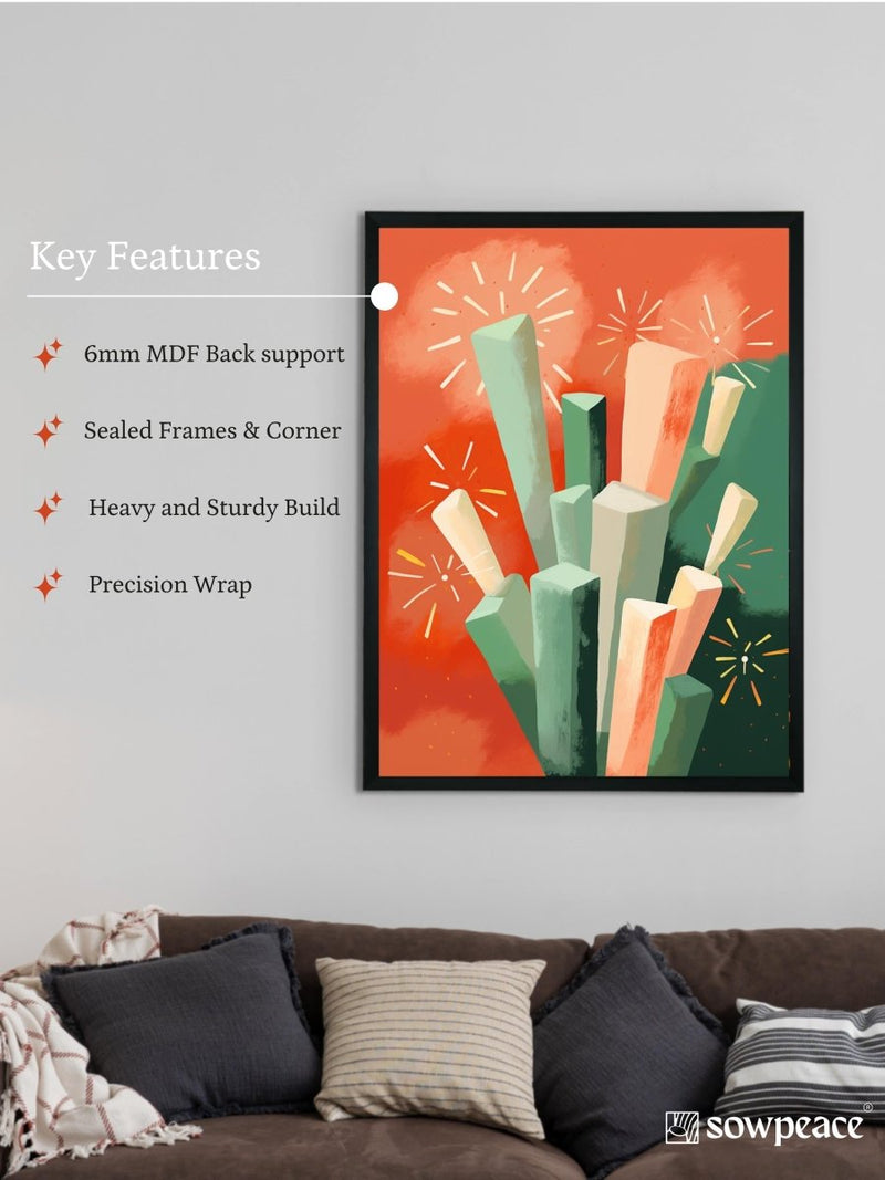 Sowpeace: Winter Sticks – Handcrafted Abstract Nature Canvas Art – Premium Indian-Inspired Winter Wall Decor – view 6