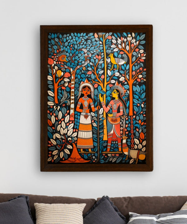 Sowpeace: Women & Trees Handcrafted Art – Premium Indian-Inspired Canvas Print for Elegant Home Decoration — image 3