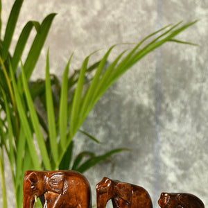 Sowpeace Wooden Descending Elephant Set of 3: Artisan Tabletop Decor - Sowpeace - Sowpeace Wooden Descending Elephant Set of 3: Artisan Tabletop Decor - Wood - WDDE - WDN - TT - Sowpeace