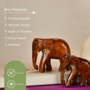 Sowpeace Wooden Descending Elephant Set of 3: Artisan Tabletop Decor - Sowpeace - Sowpeace Wooden Descending Elephant Set of 3: Artisan Tabletop Decor - Wood - WDDE - WDN - TT - Sowpeace