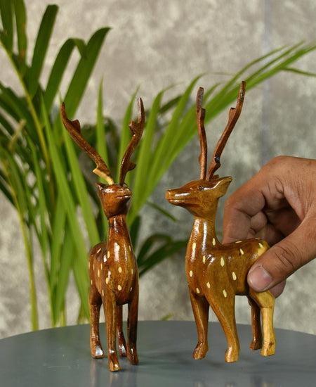 Sowpeace Wooden Dotted Deer: Small Artisan Decor