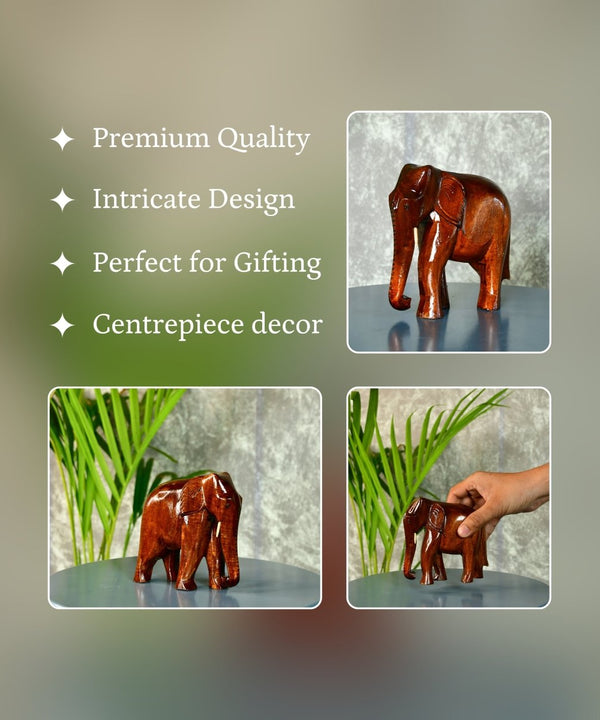 Sowpeace Wooden Elephant: Artisan Tabletop Decor Masterpiece — image 3