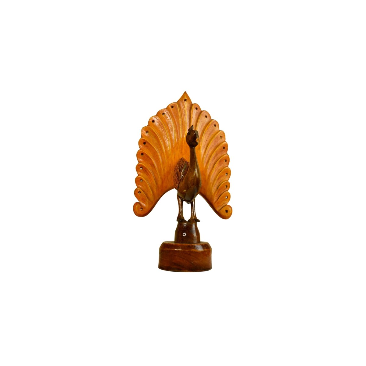 Sowpeace Wooden Peacock: Artisan Bicolor Tabletop Decor - Tabletop - Sowpeace - Animal - New Arrivals