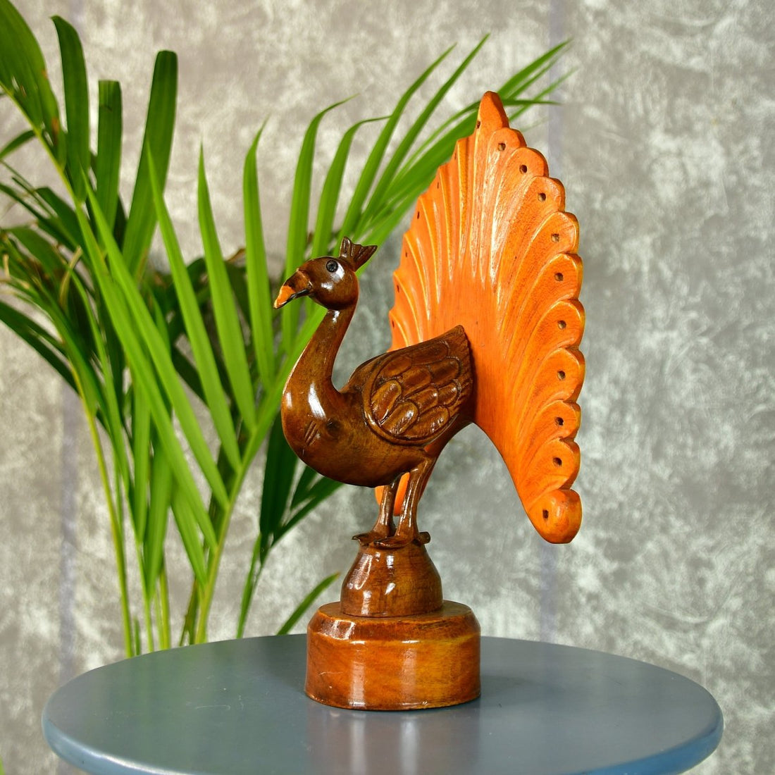 Sowpeace Wooden Peacock: Artisan Bicolor Tabletop Decor - Tabletop - Sowpeace - Animal - New Arrivals