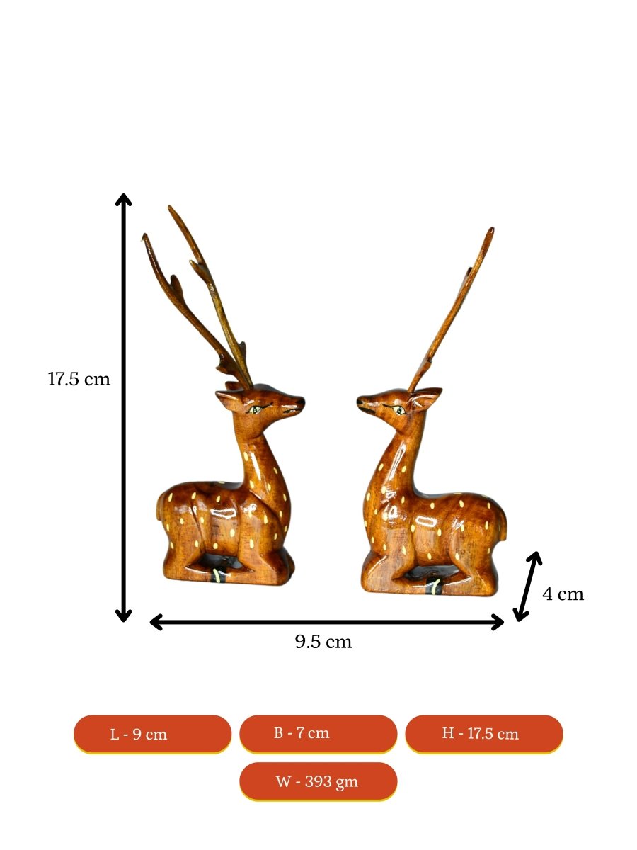 Sowpeace Wooden Sitting Deer Pair: Artisan Home Decor - Sowpeace - Sowpeace Wooden Sitting Deer Pair: Artisan Home Decor - Wood - WSDP - WDN - TT - Sowpeace