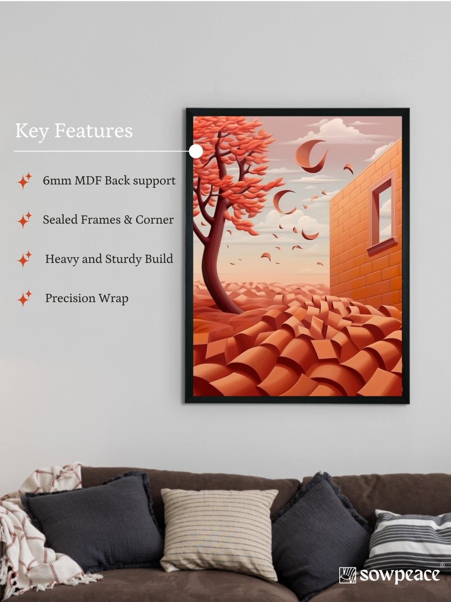 Sowpeace's Handcrafted 3D Autumn Windy Days Art – Premium Indian-Inspired Canvas Print for Stylish Home Decor