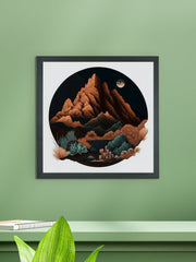 Sowpeace's Handcrafted Bohemian Mountain Abstract Art – Premium Framed Wall Decor Inspired by Indian Artforms - Additional View
