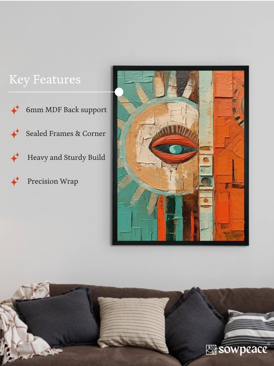 Sowpeace's Handcrafted Boho Sunny Day Abstract Art – Premium Indian-Inspired Canvas Print for Stylish Home Decoration