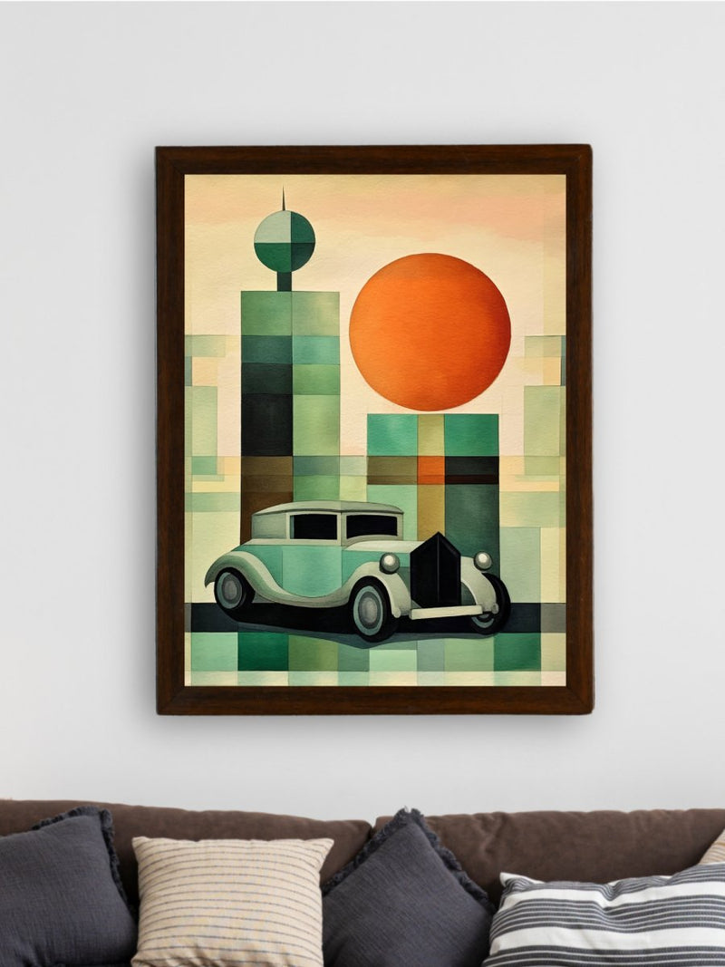 Sowpeace's Handcrafted Geometric Car Watercolor Art – Premium Indian-Inspired Canvas Wall Print for Stylish Home Decor – view 3