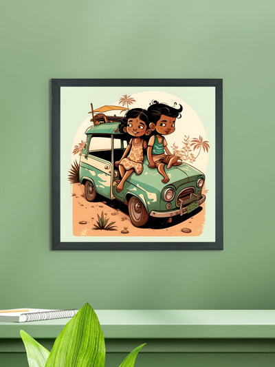 Sowpeace's Handcrafted Indian Village Cartoon Wall Art – Premium Canvas Decor Inspired by Traditional Artforms