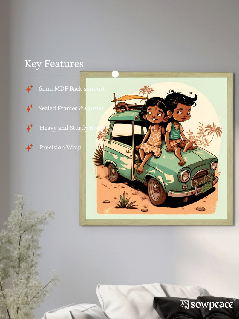 Sowpeace's Handcrafted Indian Village Cartoon Wall Art – Premium Canvas Decor Inspired by Traditional Artforms – view 6