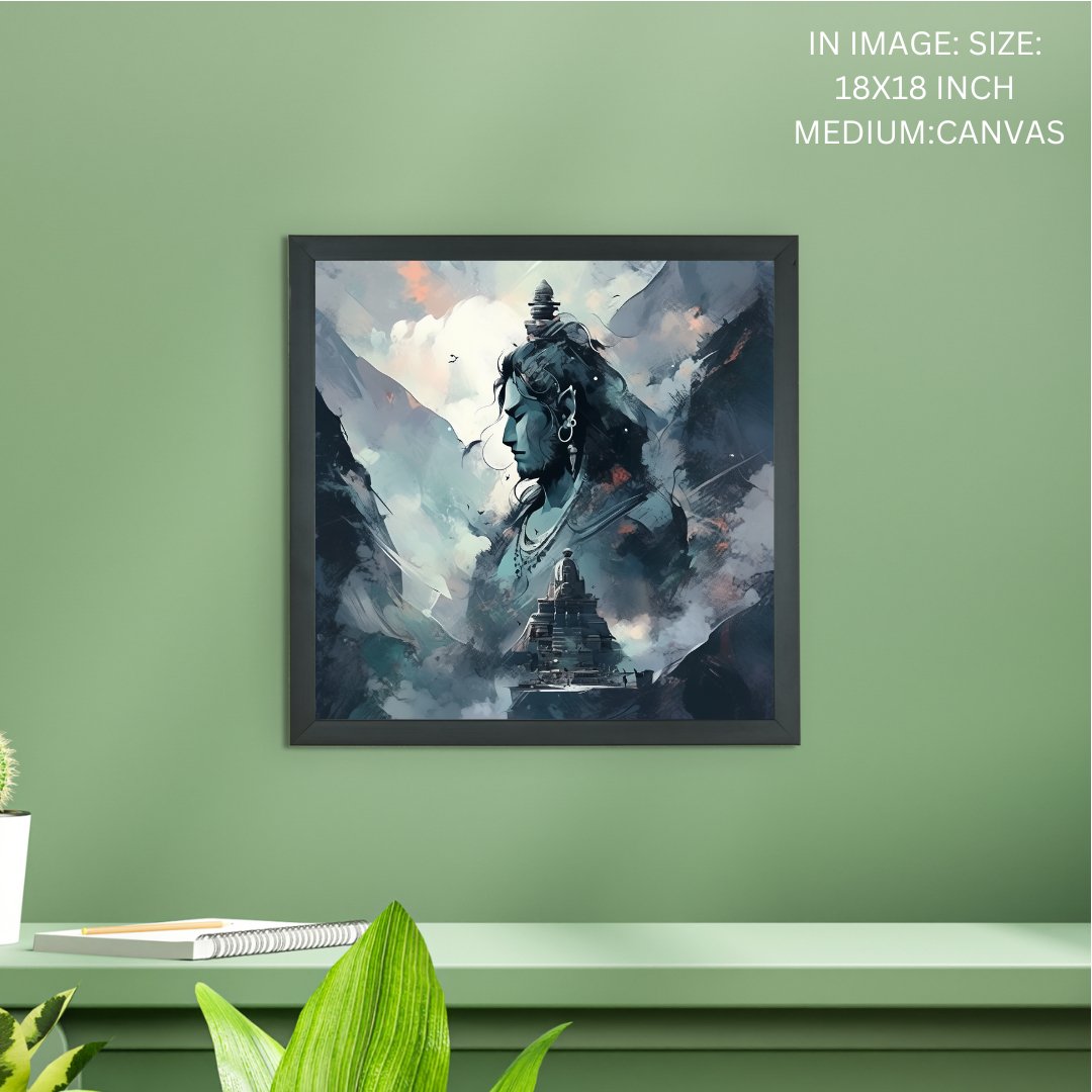 Sowpeace's Handcrafted Masterpiece Lord Shiva Art – Premium Indian - Inspired Canvas Wall Print for Spiritual and Elegant Home Decor - Wall painting - Chitran by sowpeace - Sowpeace's Handcrafted Masterpiece Lord Shiva Art – Premium Indian - Inspired Canvas Wall Print for Spiritual and Elegant Home Decor - Sowpeace